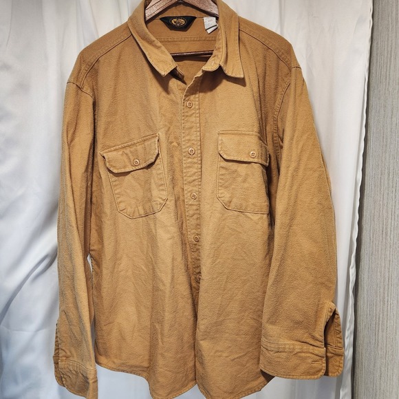 Vintage Woolrich Solid Tan Shirt USA Made 70s‎ Flannel XXXL - Picture 1 of 3
